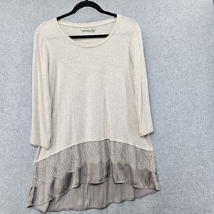 LOGO by Lori Goldstein Long Sleeve Layered Tunic Top Size MP‎